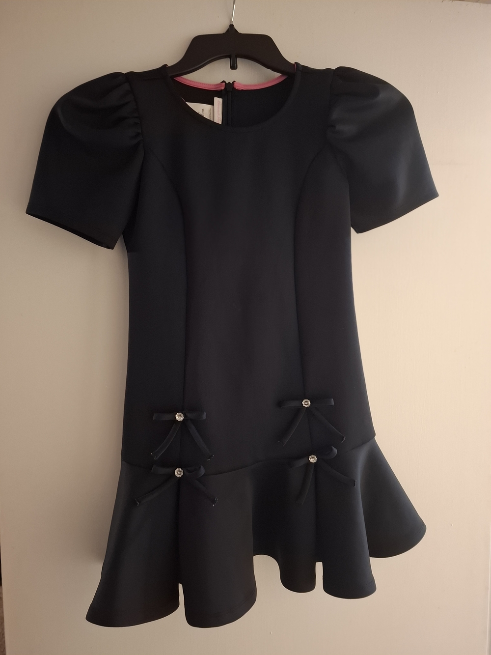 Bonnie Jean Navy Bow-Accent Flared Hem Dress